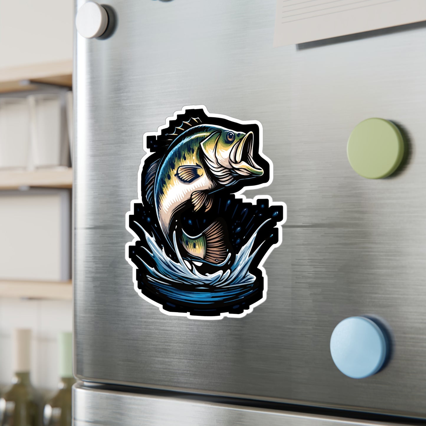 Jumping Bass Fish - Bass Sticker for Car Window Laptop Sticker. Water Bottle Sticker, Vinyl Fishing Decal, Aquatic Sticker - Bass Gift