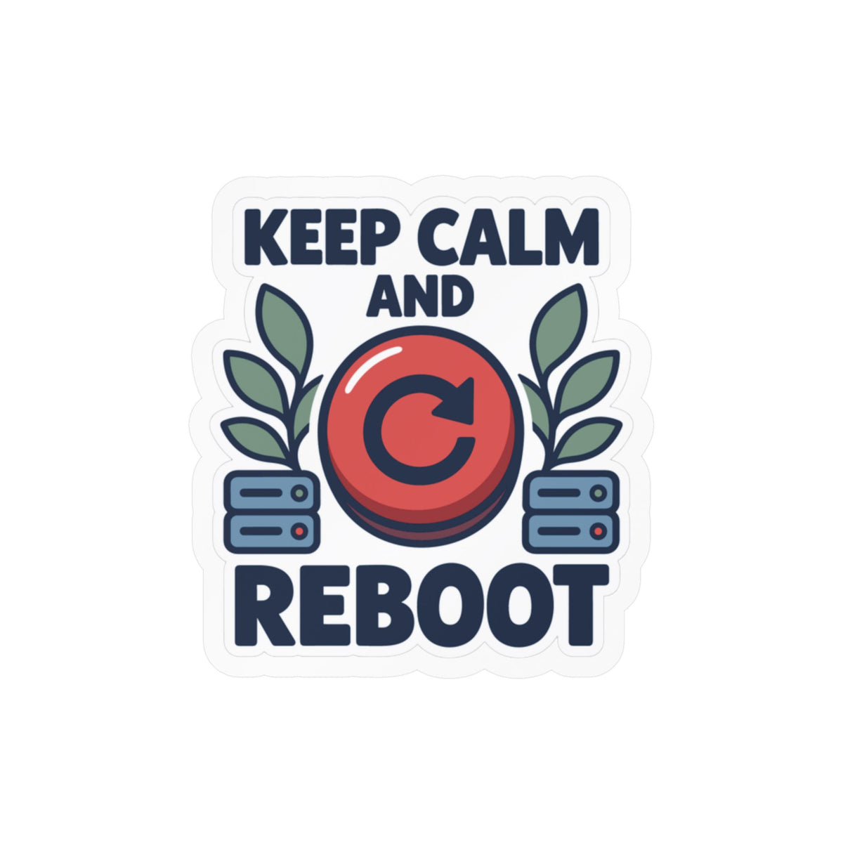 Tech Sticker - Keep Calm And Reboot, Button & Bandage Design Decals for Laptop or Water Bottle