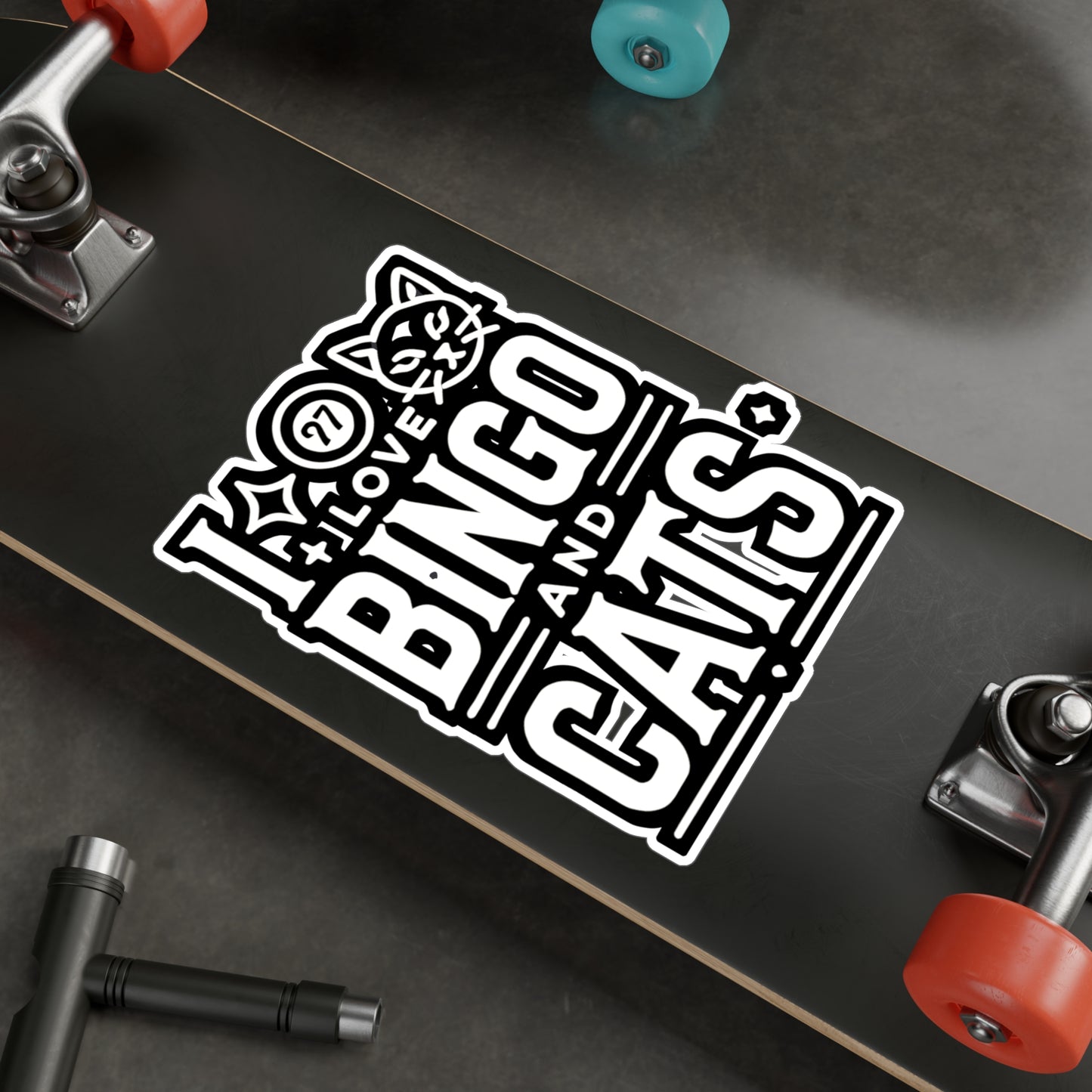 I Love Bingo And Cats - Bingo Sticker for Car Window Laptop Sticker. Water Bottle Sticker, Vinyl Caller Decal, Balls Sticker - Bingo Gift