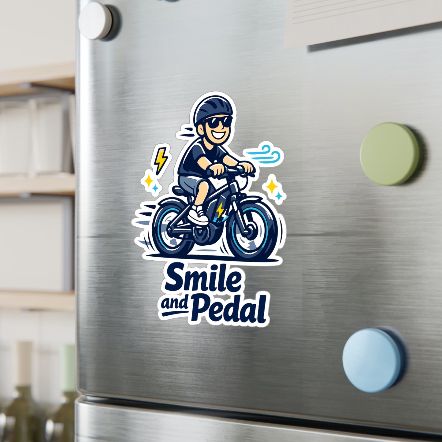 E-Bike Sticker Smile and Pedal Electric Bike Decals Waterproof Vinyl for Laptop Water Bottle E-Cyclist Gift
