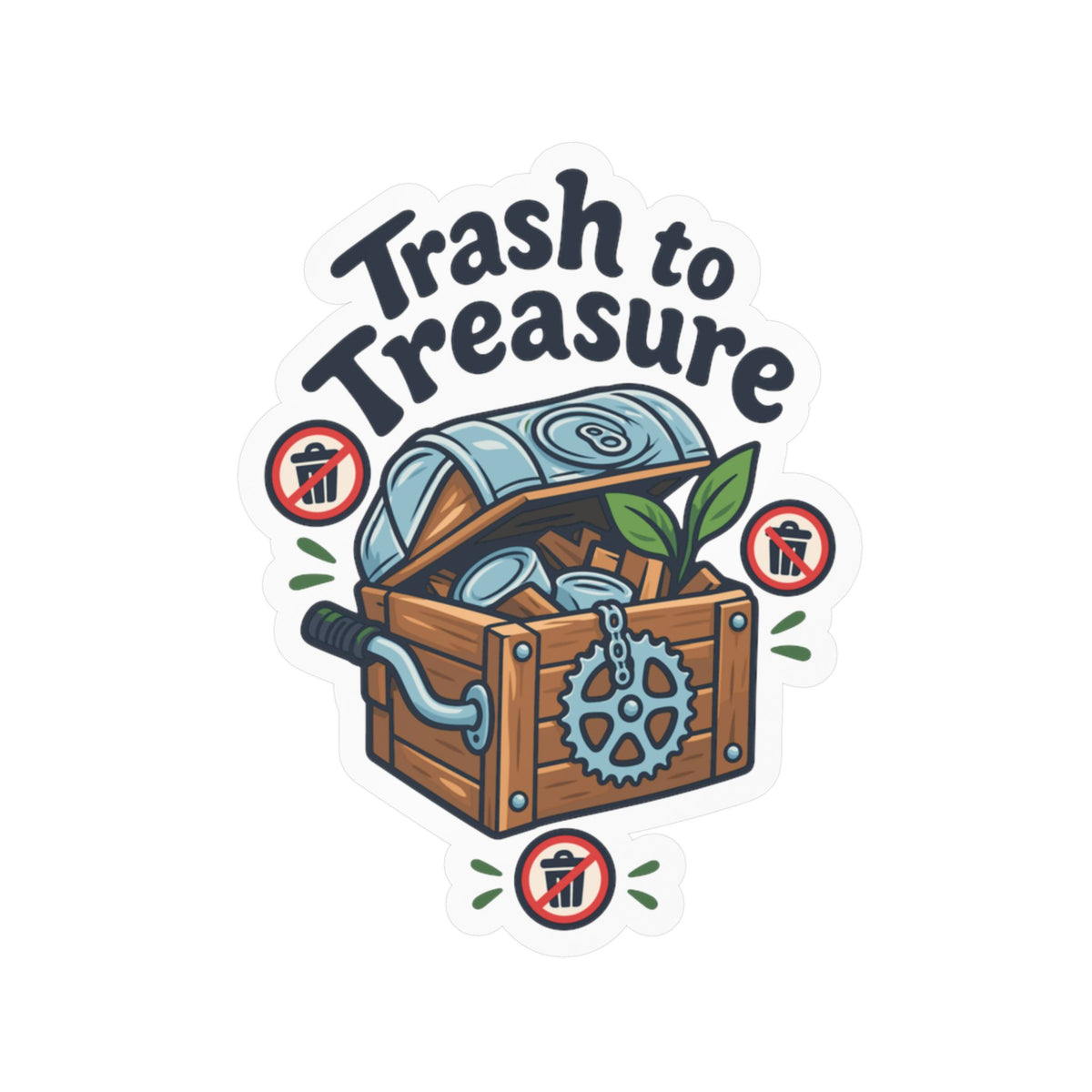 Upcycling Sticker - Trash To Treasure Recycling Art, Sustainability Decals for Laptop and Water Bottle