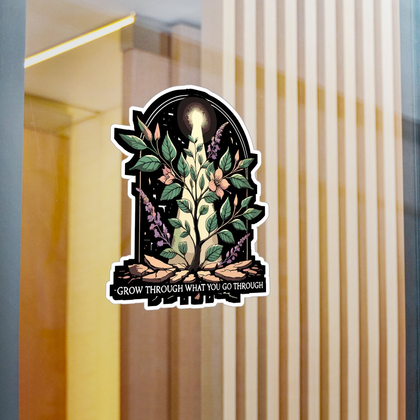 Grow Through What You Go Through - Growth Sticker for Laptop Sticker. Water Bottle Sticker, Vinyl Resilience Decal - Growth Gift