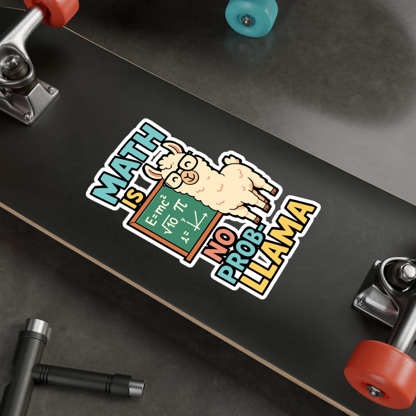 Math Is No Prob-Llama – Funny Math Teacher Sticker for Laptop, Water Bottle & Classroom Gifts