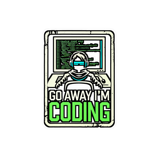 Go Away I'm Coding – Vinyl Sticker for Laptop or Water Bottle | Funny Programmer Gift, Developer Decal, Coding Enthusiast Gift