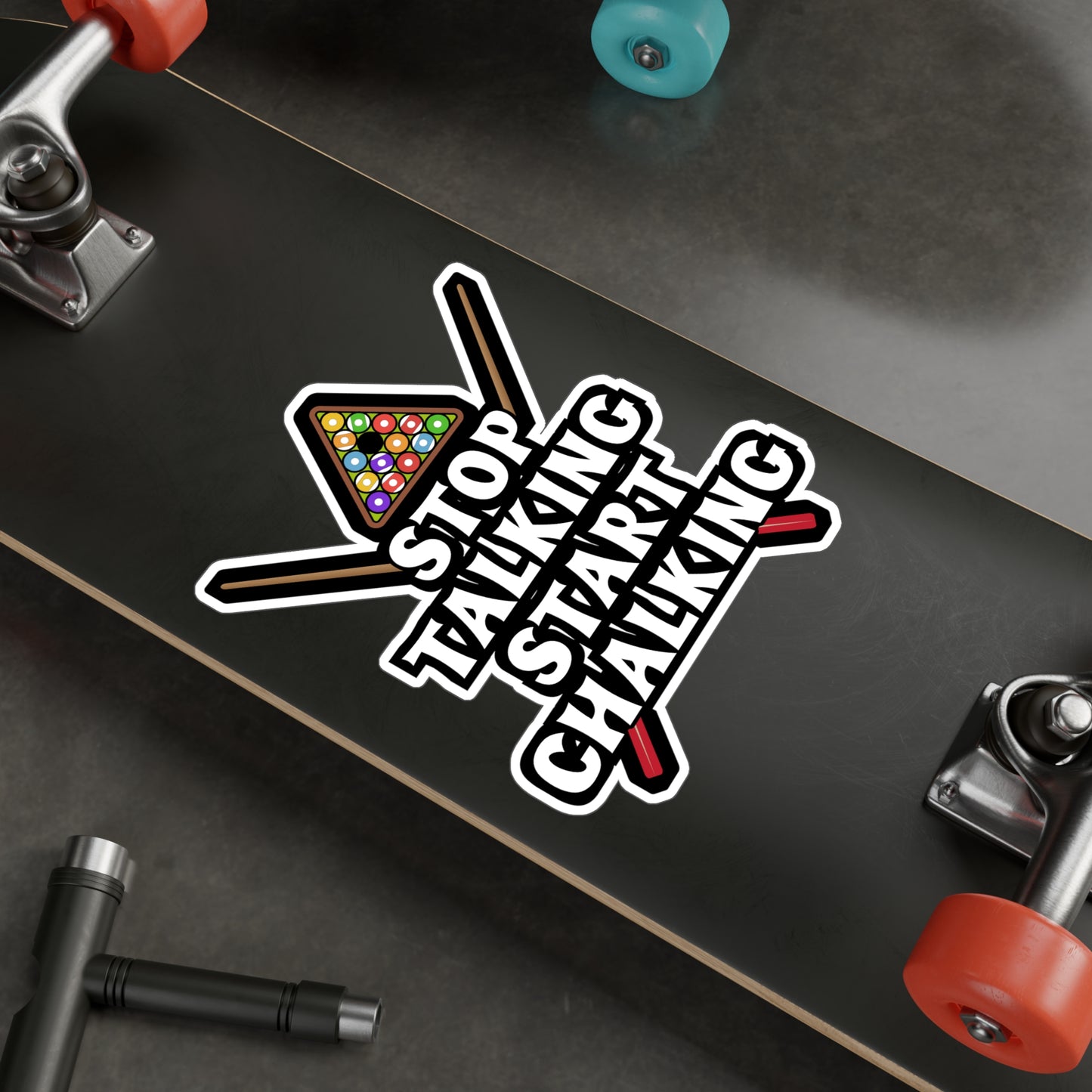 Stop Talking Start Chalking - Billiards Sticker for Laptop Sticker. Water Bottle Sticker, Vinyl Pool Decal - Billiards Gift