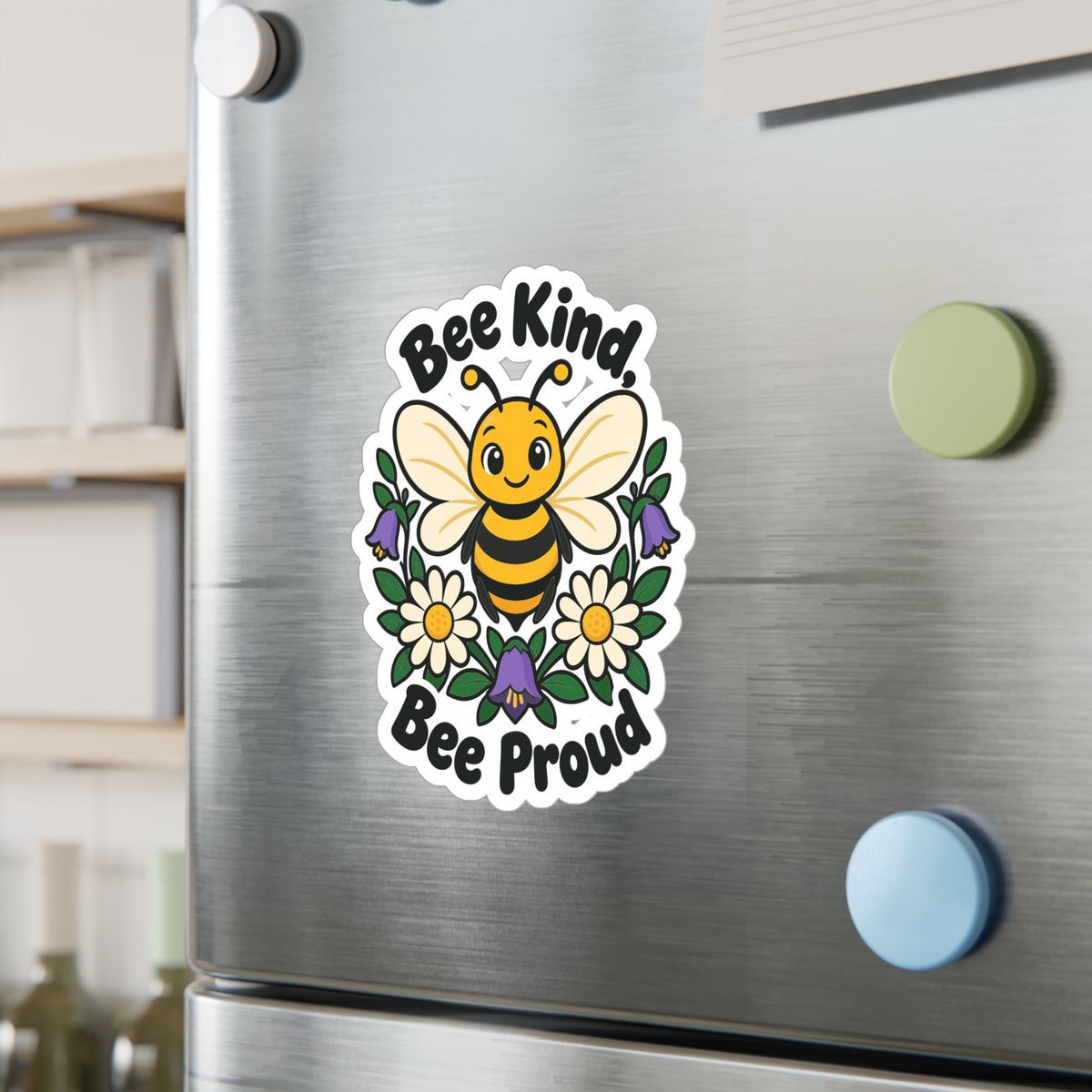 Plants Sticker - Bee Kind, Bee Proud Dandelion Design Inspired by Nature and Friendship, Decals for Laptop and Water Bottle