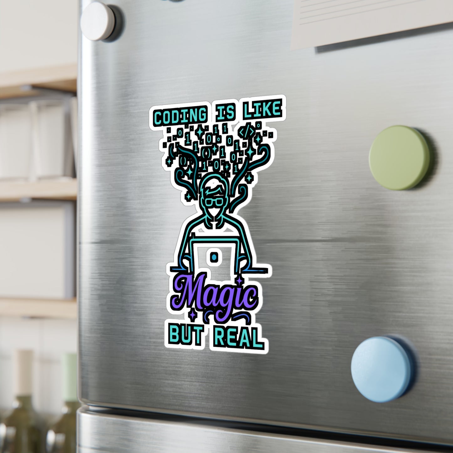Coding Is Like Magic But Real - Programming Sticker for Laptops, Water Bottles - Great Gift for Developers, Coders
