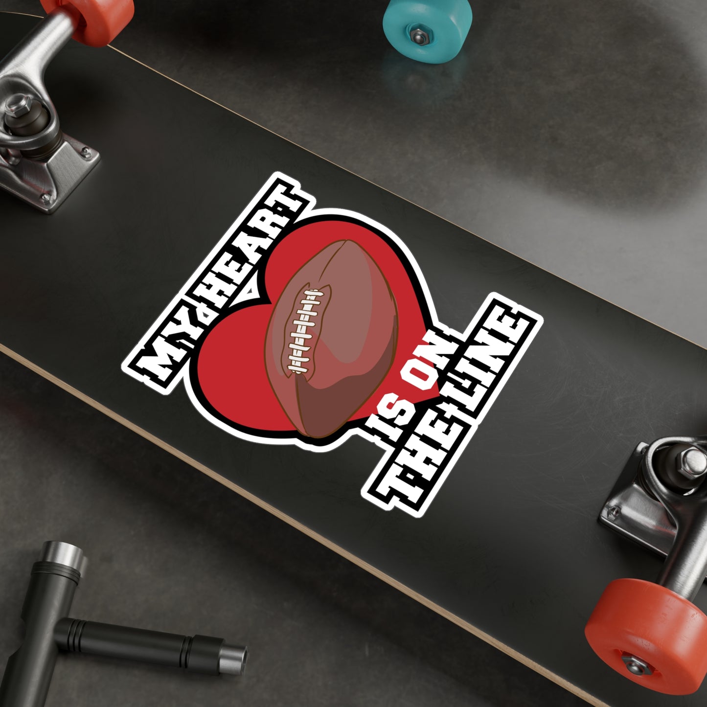 My Heart Is On The Line - Football Sticker for Laptop Sticker. Water Bottle Sticker, Vinyl Block Decal - Football Gift