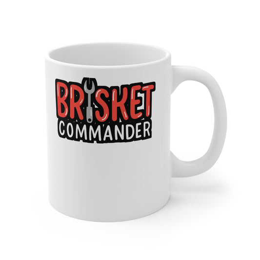 Brisket Commander BBQ Grillmaster - Burritos Mug for Coffee 11oz. Burritos Cup, White ceramic, Mexican Mug, Food Tea Cup - Burritos Gift