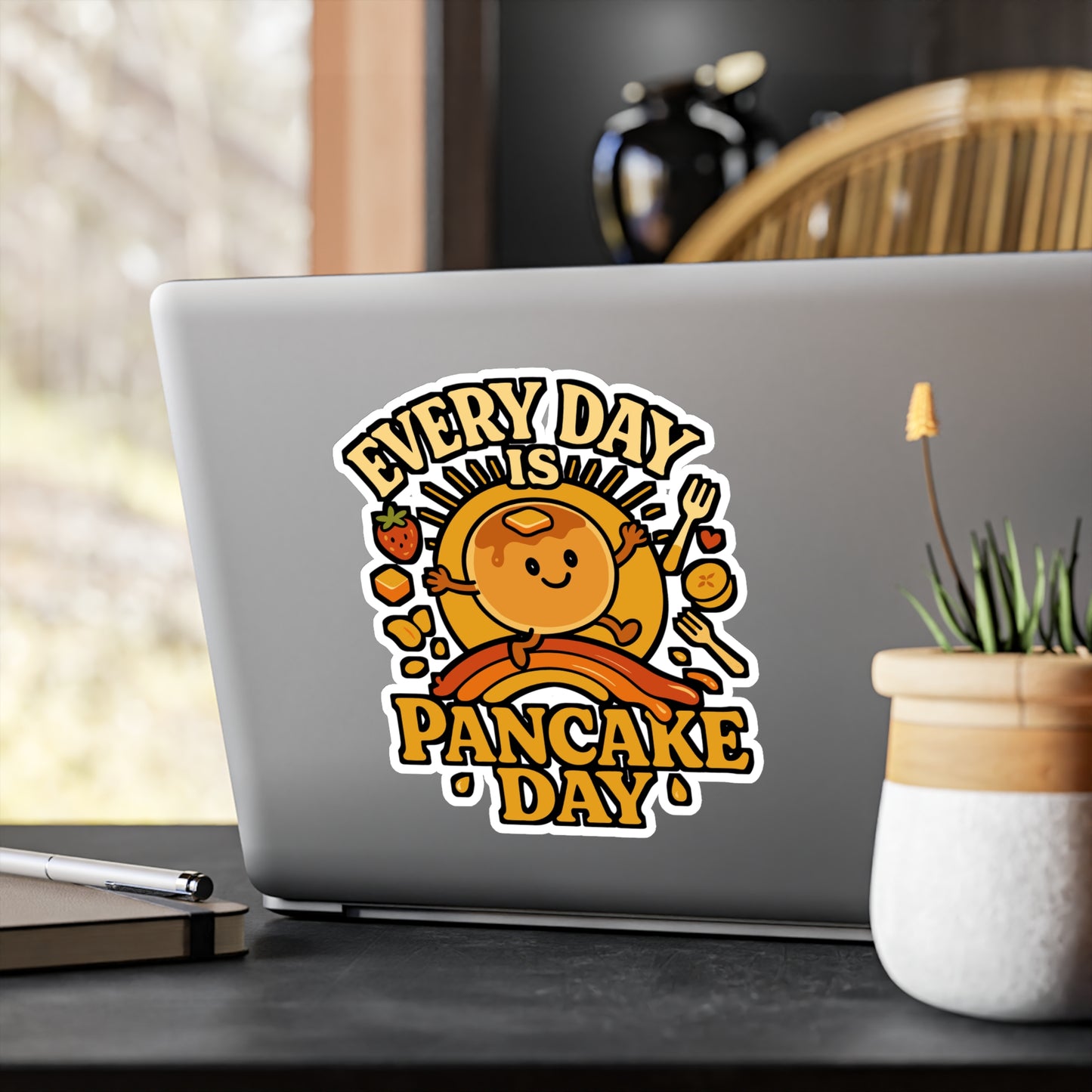Every Day Is Pancake Day - Pancakes Sticker for Laptop, Water Bottle – Fun Gift for Breakfast Lovers, Foodies, Friends