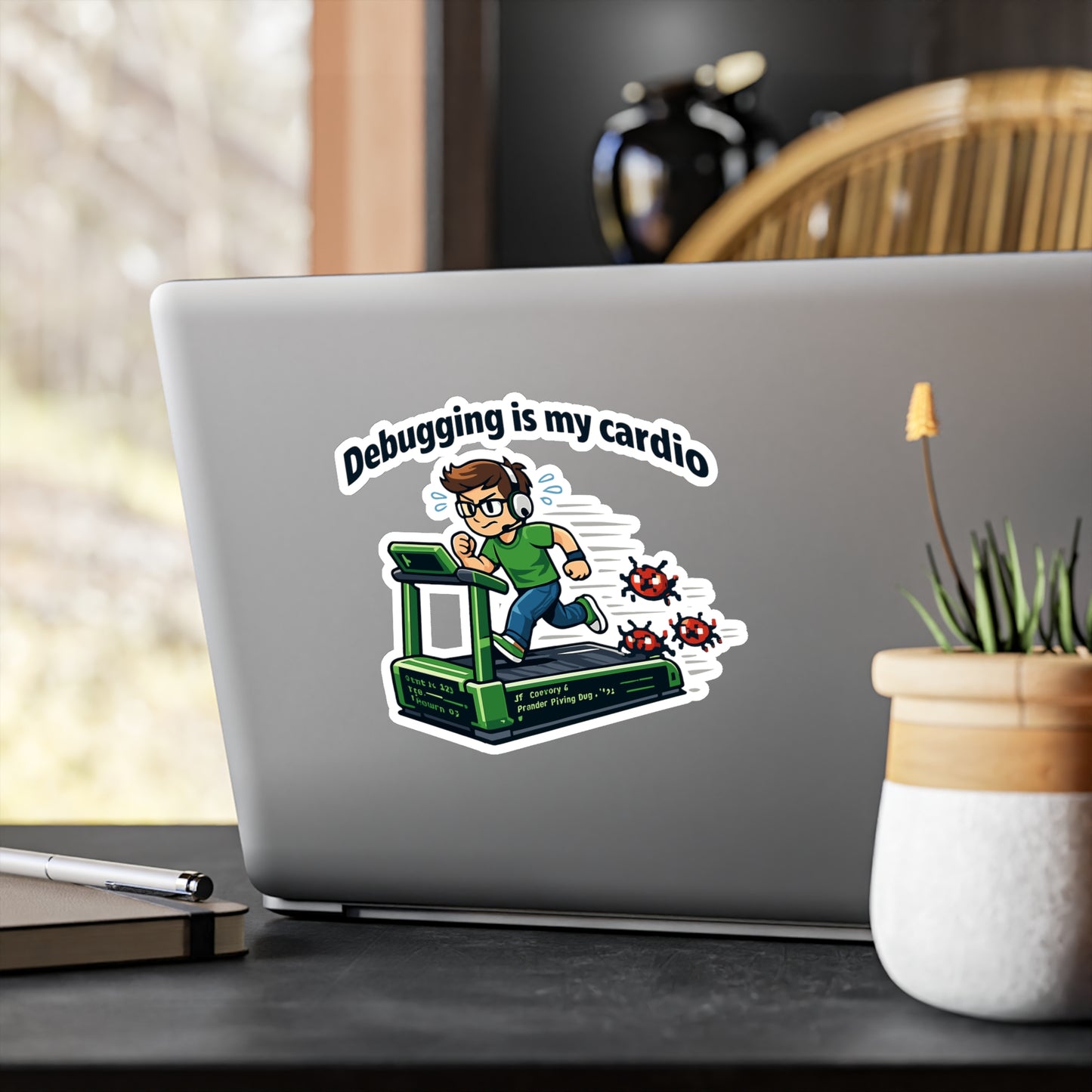 Coding Sticker Debugging is my cardio programmer source code semicolon vinyl waterproof decals for laptop water bottle