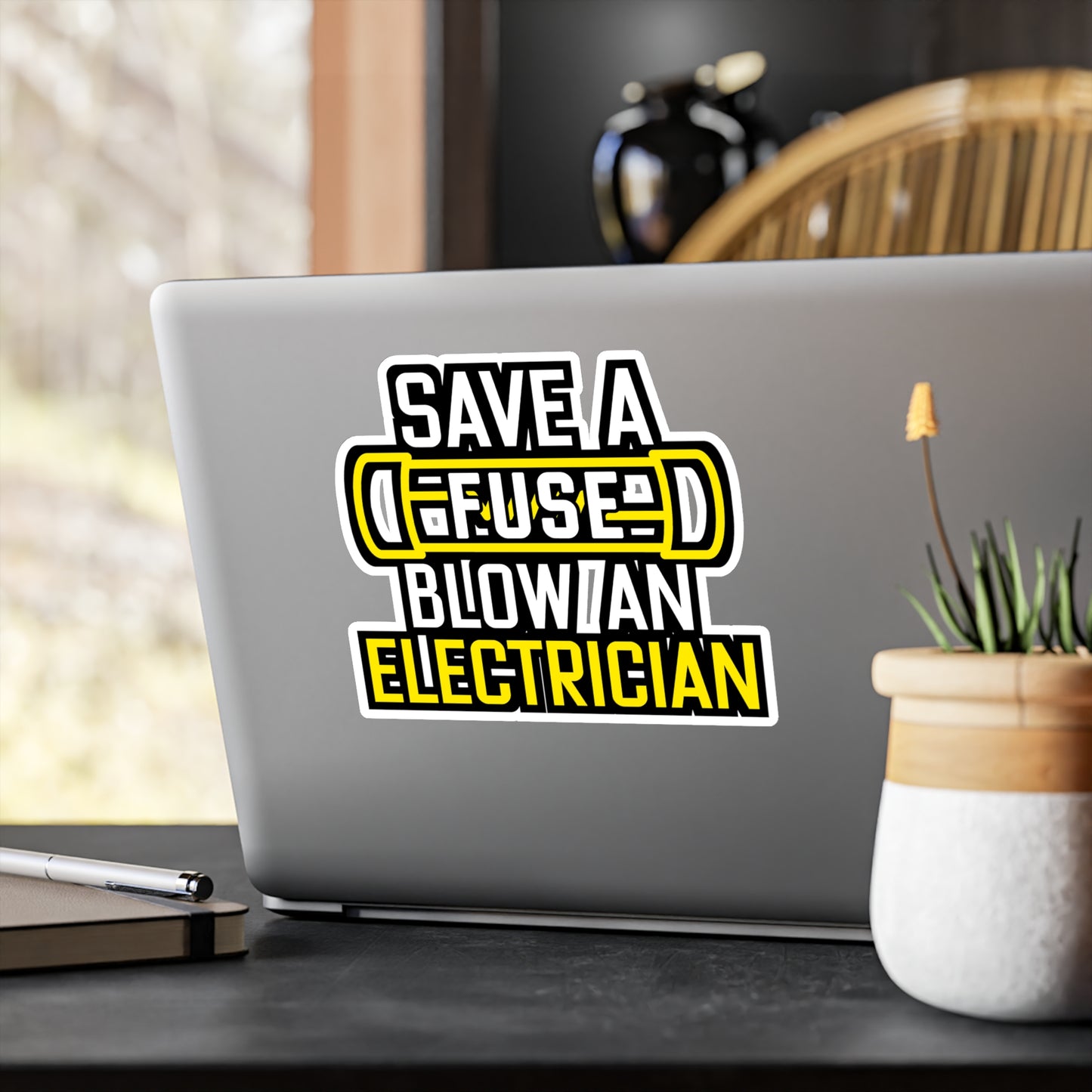 Save A Fuse Blow An Electrician - Electrician Sticker for Wall, Laptop, Window, Truck, Car Electrician Gift Vinyl Stripper Decal Sticker