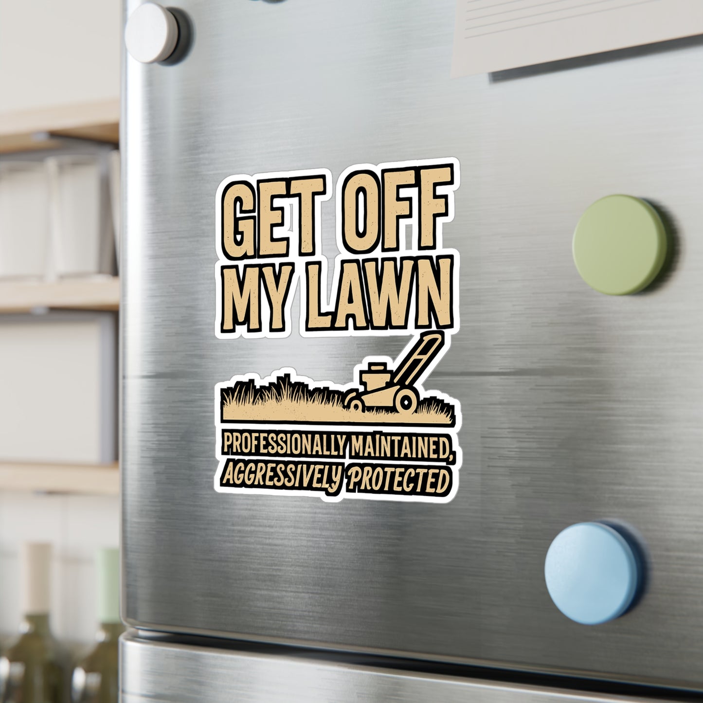 Get Off My Lawn – Funny Lawn Care Sticker for Laptop or Water Bottle | Vinyl Mower Decal, Yard Work Gift