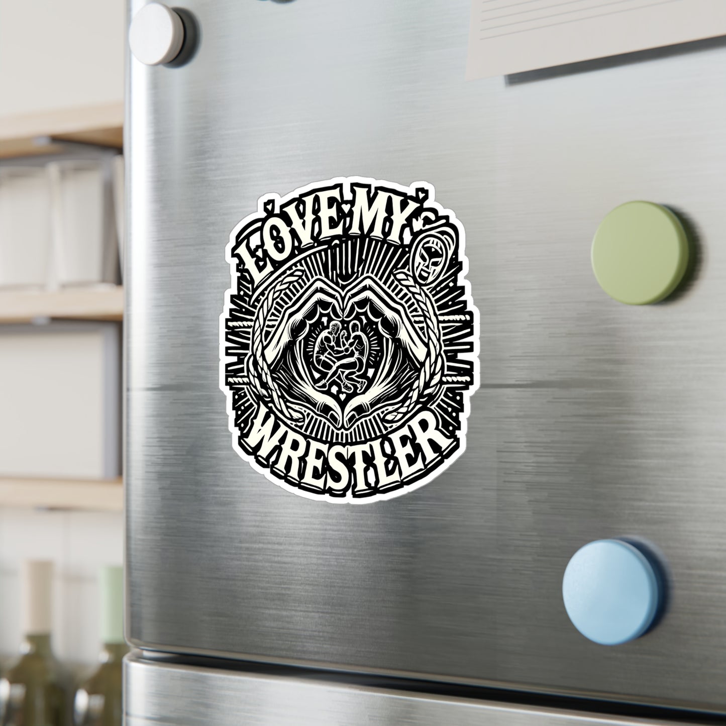 Love My Wrestler - Wrestling Sticker for Laptop Sticker. Water Bottle Sticker, Vinyl Half-nelson Decal - Wrestling Gift