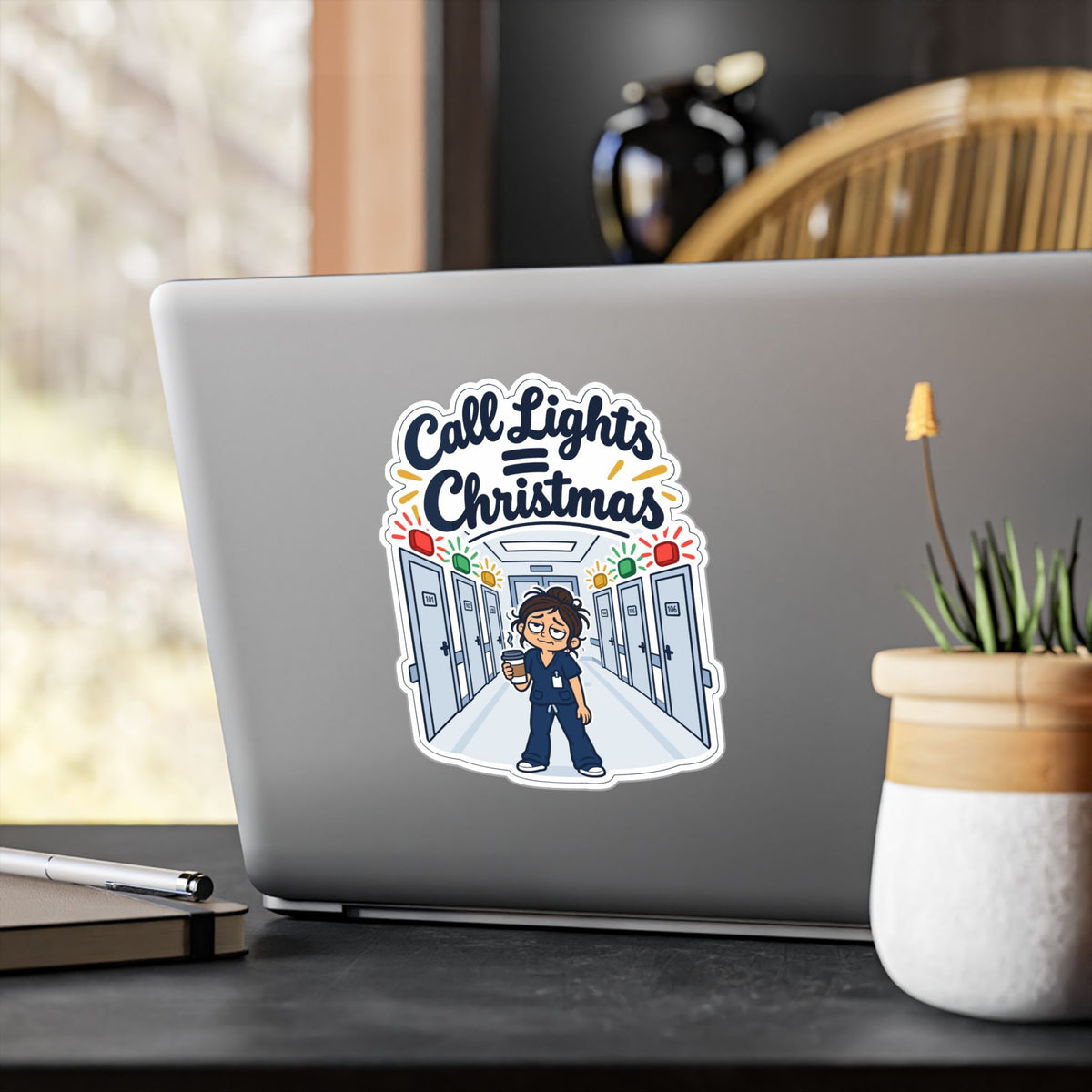 Nurse Sticker – Call Lights = Christmas Funny Nursing Student Decals for Laptop, Water Bottle, Waterproof Vinyl Nursing School Degree Gift