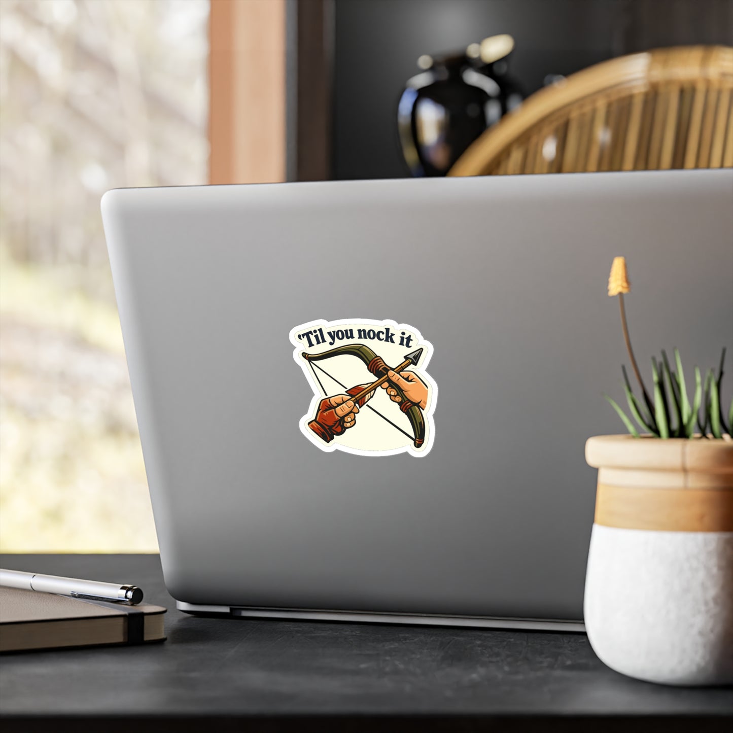 Archery Sticker Til You Nock It - Funny Archer Hunting Decals, Waterproof Vinyl for Laptop or Water Bottle
