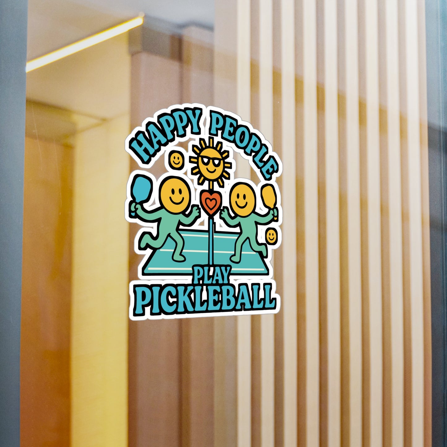 Happy People Play Pickleball – Pickleball Sticker for Laptop, Water Bottle & Sports Lover Gifts