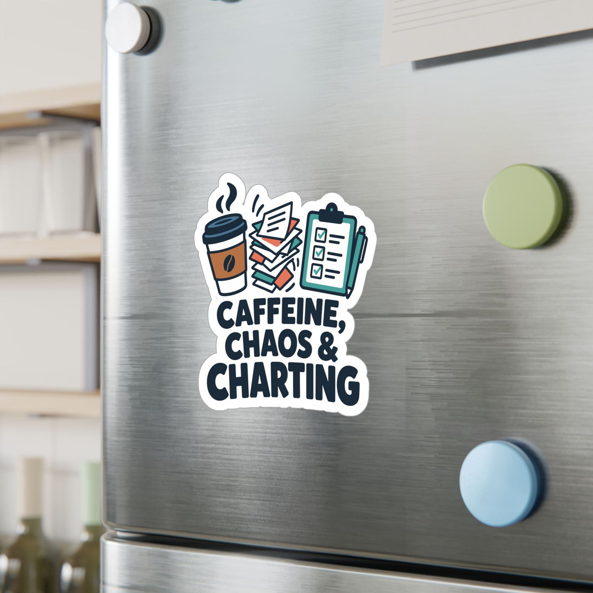 Nurse Sticker Caffeine, Chaos & Charting Decals for Laptop or Water Bottle, Waterproof Vinyl Nursing Student Gift