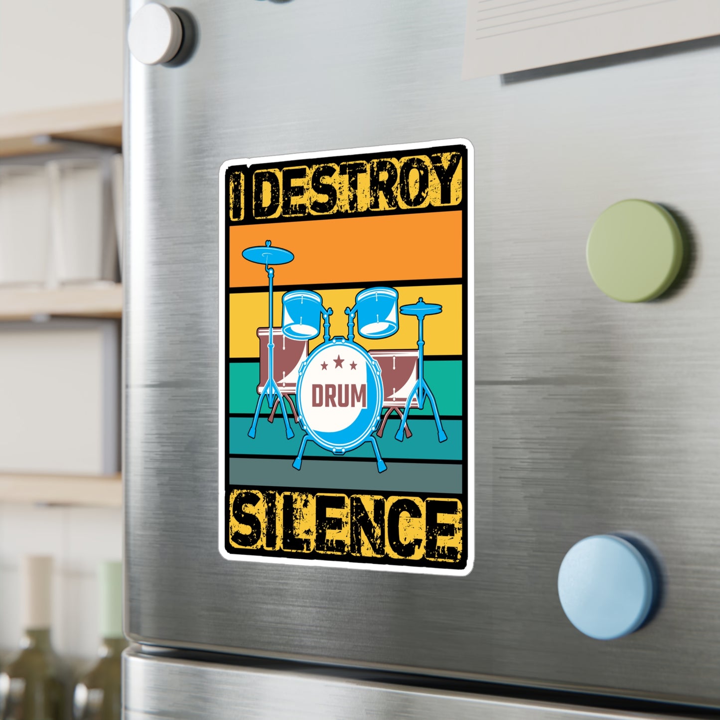 I Destroy Silence - Drums Sticker for Car Window Laptop Sticker, Water Bottle Sticker, Vinyl Drummer Decal, Drum kit Sticker - Drums Gift