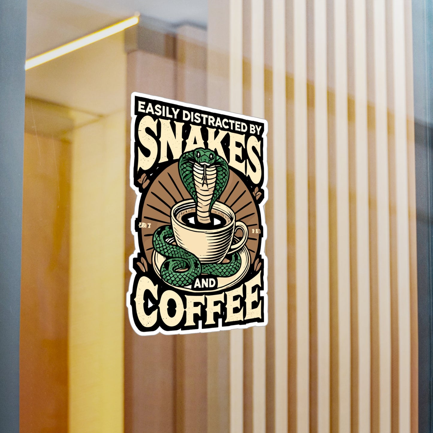 Easily Distracted By Snakes And Coffee - Snakes Sticker for Laptop Sticker. Water Bottle Sticker, Vinyl Reptiles Decal - Snakes Gift