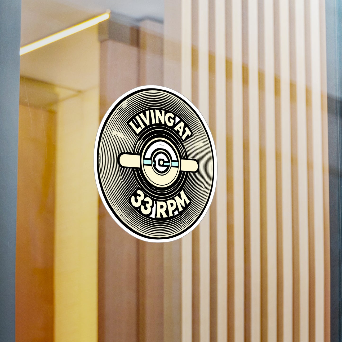 Living at 33 RPM – Vinyl Record Sticker for Laptop or Water Bottle | Retro Music Lover Gift