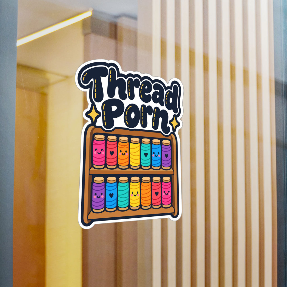 Embroidery Sticker with Thread Porn Design - Needlework and Stitching decals for Crafting Fans, Laptops and Water Bottles