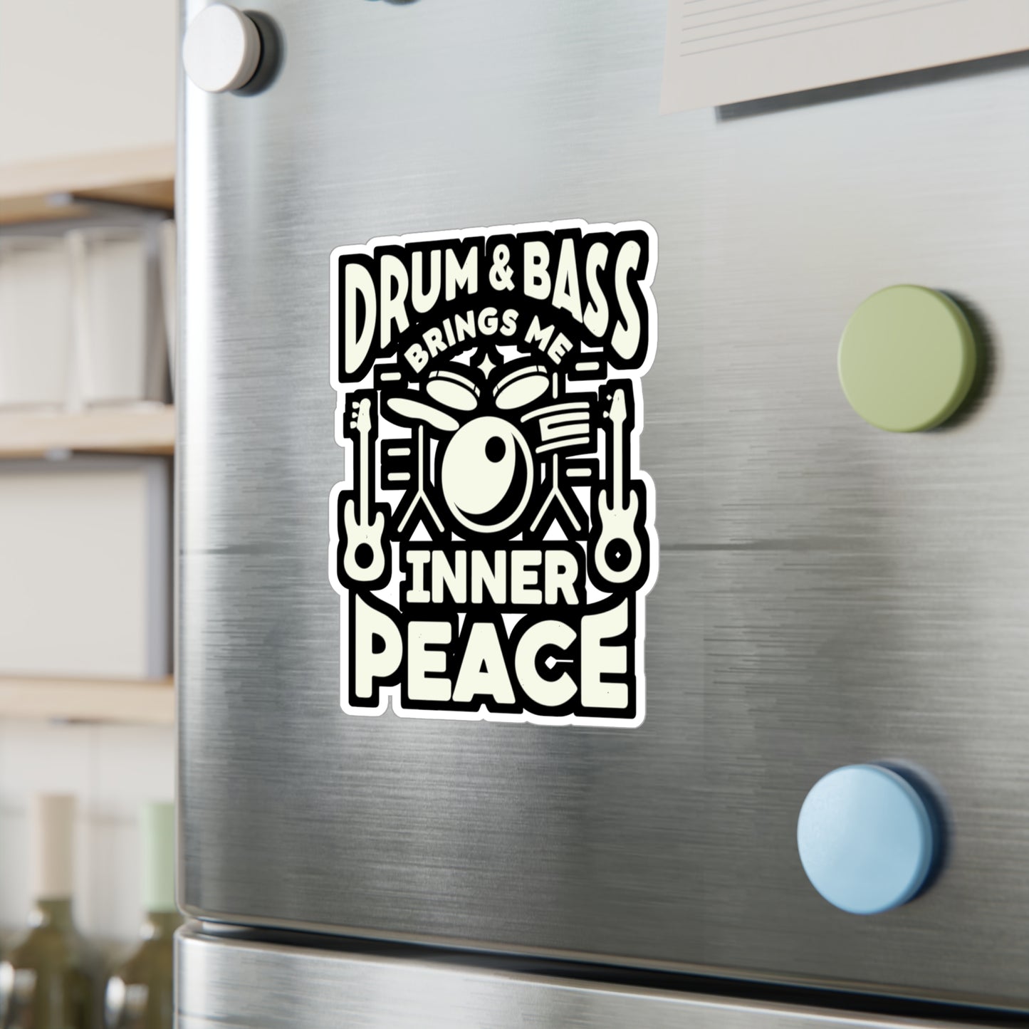 Drum and Bass Brings Me Inner Peace - Audio-engineer Sticker for Laptop Sticker. Water Bottle Sticker, Vinyl Monitor Decal - Audio-engineer Gift