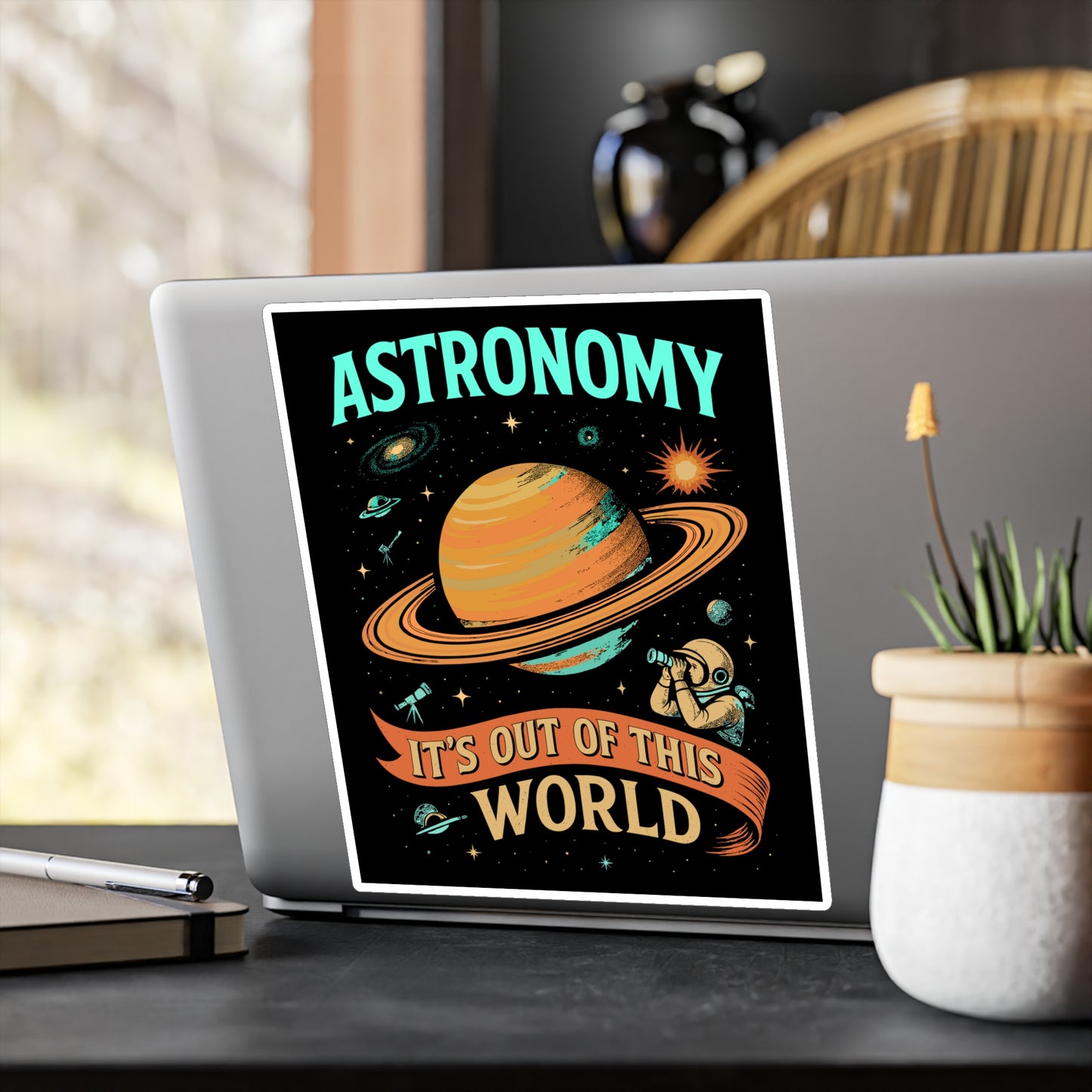 Astronomy It’s Out of This World – Vinyl Sticker for Laptop or Water Bottle | Space Science Telescope Decal | Astronomy Gift