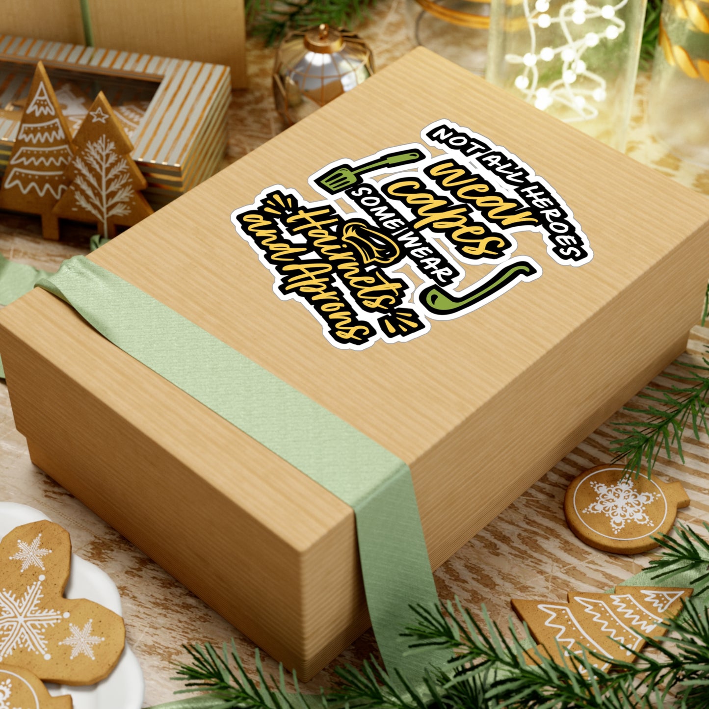 Not All Heroes Wear Capes Some Wear Hairnet And Aprons | Lunch lady Sticker | Lunch Decals | Lunch lady Gift