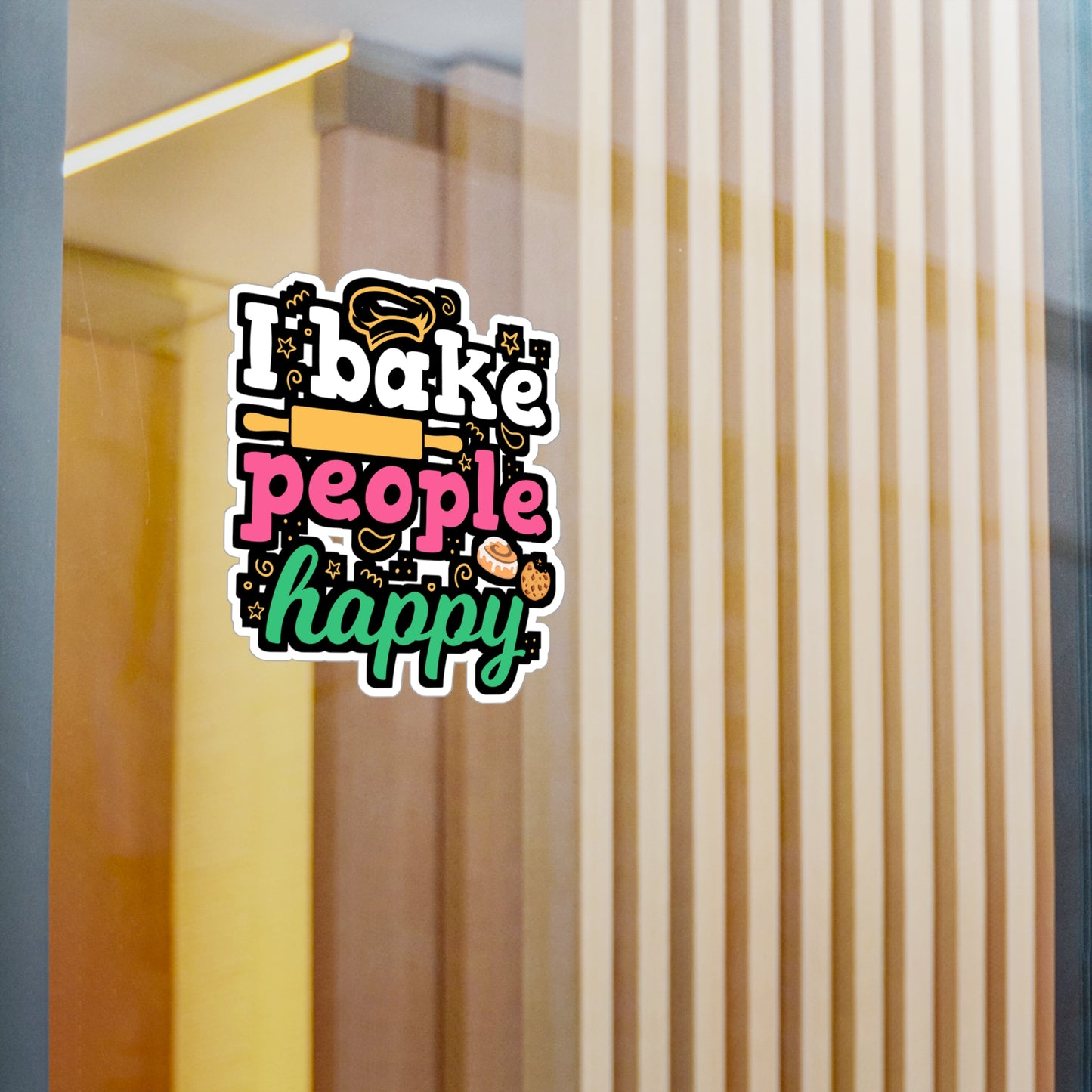 I Bake People Happy - Baking Sticker for Laptop Sticker. Water Bottle Sticker, Vinyl Cake-decorator Decal - Baking Gift
