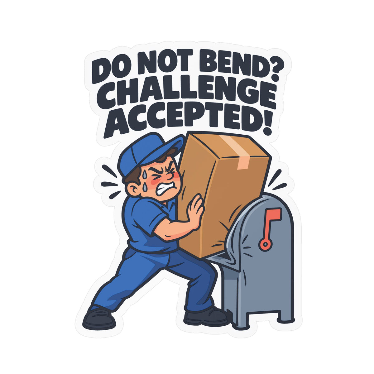 Postal Worker Sticker “Do Not Bend? Challenge Accepted!” Vinyl Decals for Mailbox, Laptop, Waterproof Rural Carrier Gift
