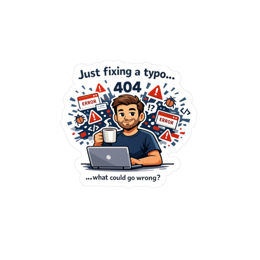 Coding Sticker “Just fixing a typo…” Programmer Decals, Funny Source Code Semicolon Vinyl Waterproof for Laptop, Water Bottle