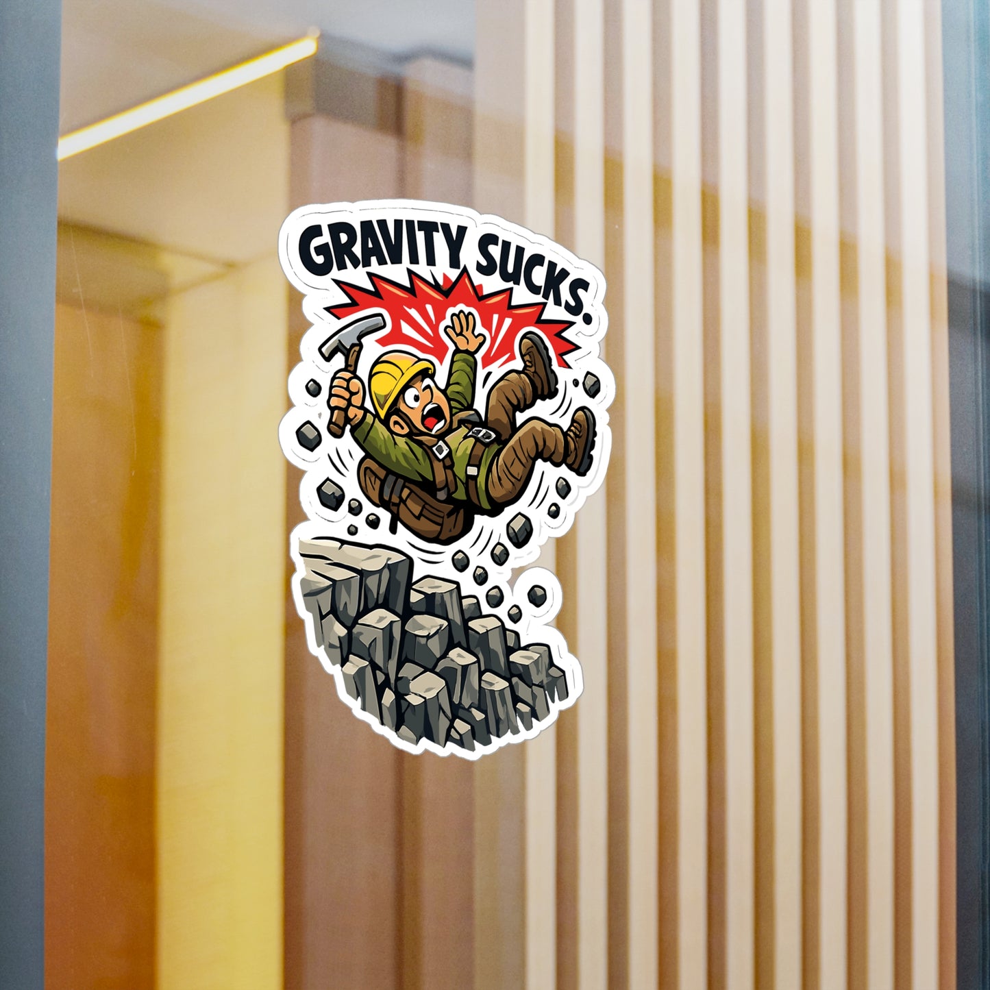 Geologie Sticker “Gravity sucks.” Funny geology decals for laptop, water bottle, waterproof vinyl with rocks, minerals, tectonics theme