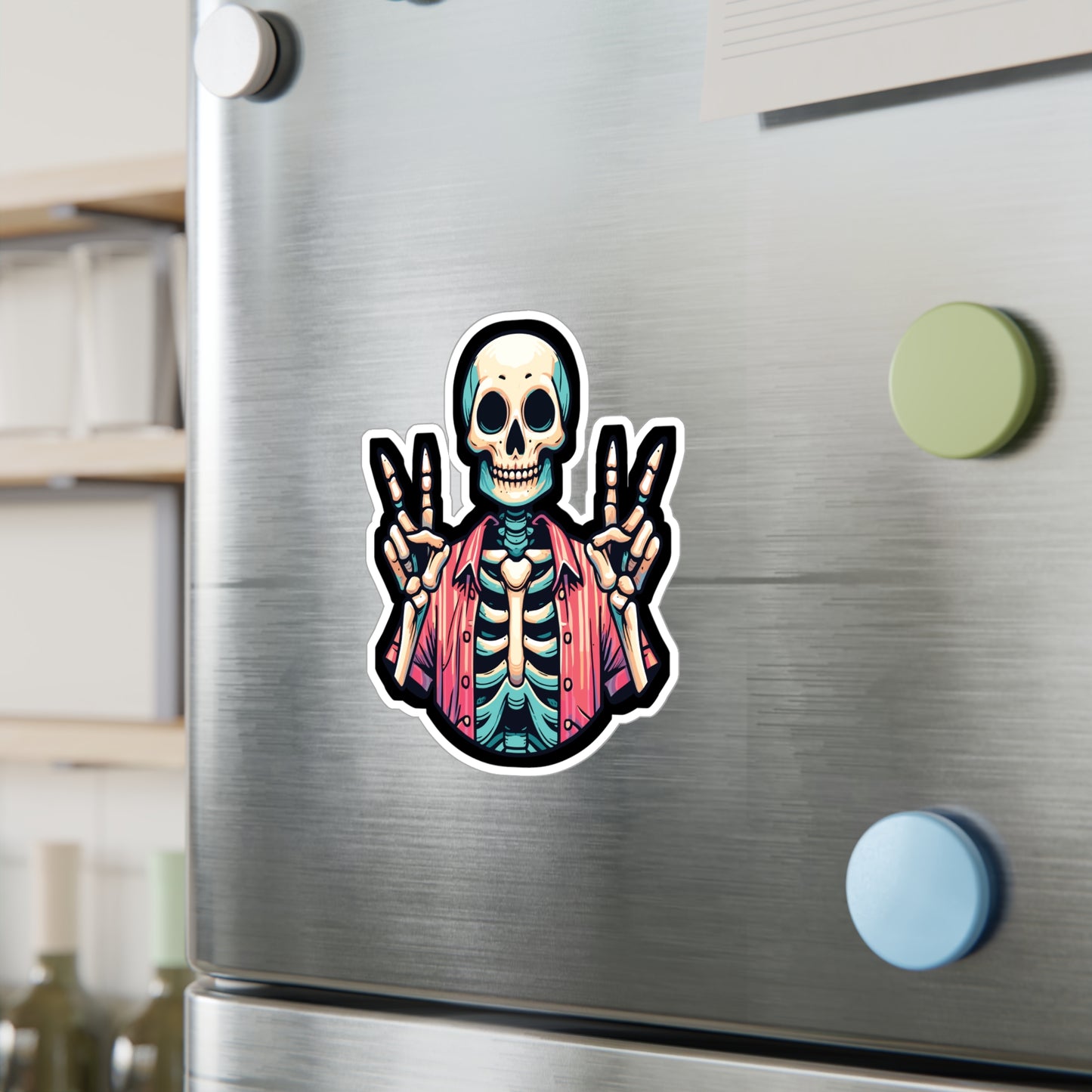 Skeleton Peace - Skeleton Sticker for Car Window Laptop Sticker. Water Bottle Sticker, Vinyl Peace Decal, Bones Sticker - Skeleton Gift