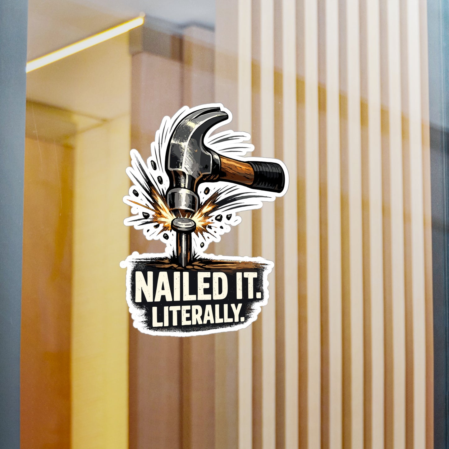 Carpenter Sticker Nailed It Literally Funny Woodworker Vinyl Sticker Decals Waterproof for Laptop, Water Bottle