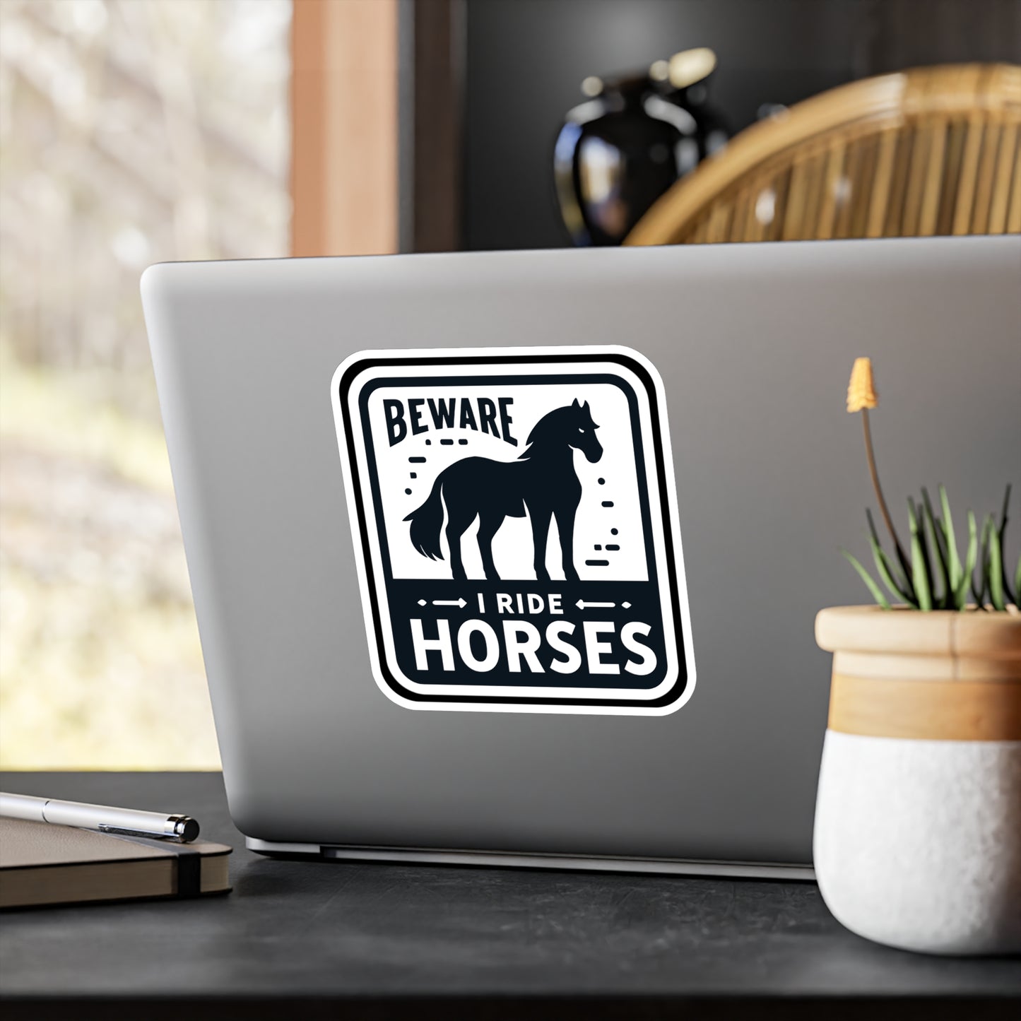 Beware I Ride Horses - Horse Sticker for Car Laptop Sticker. Water Bottle Sticker, Vinyl Pasture Decal, Neigh Sticker - Horse Gift