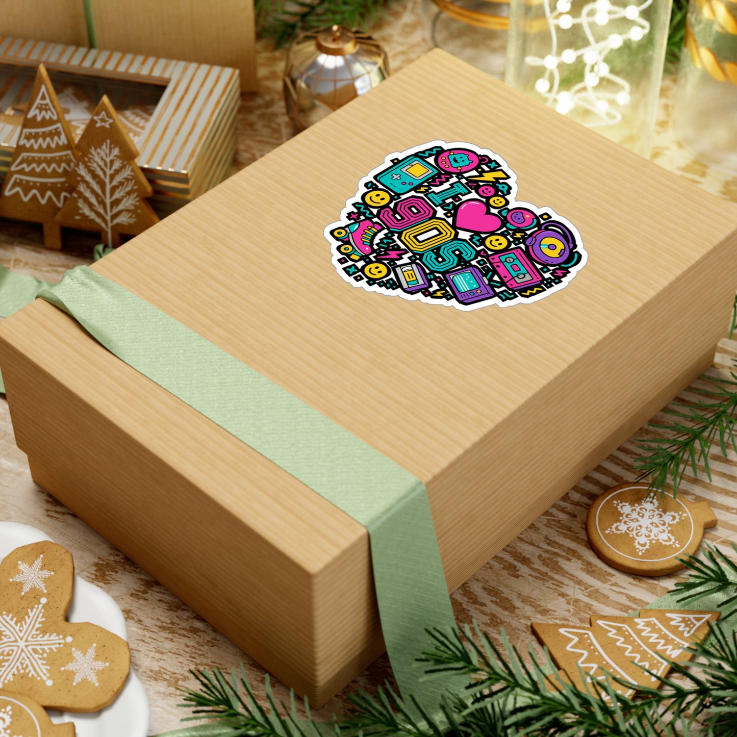 I Love 90s - Retro Sticker for Laptop, Water Bottle - Gift for 90s Lovers, Nostalgia Fans, Teens