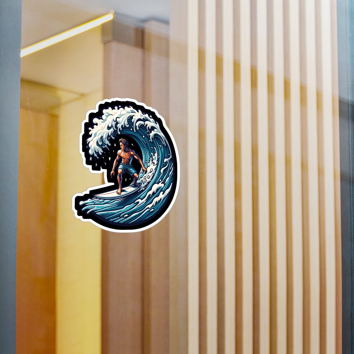 Surfboard Wave Surfer - Surfing Sticker for Laptop Sticker. Water Bottle Sticker, Vinyl Surf Decal - Surfing Gift