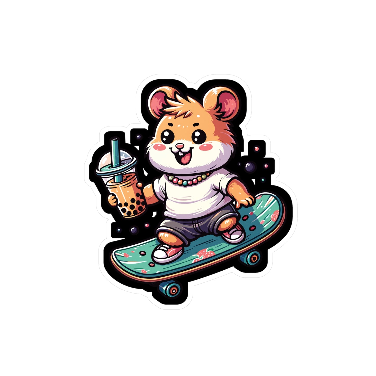 Skateboard Hamster - Hamster Sticker for Laptop Sticker. Water Bottle Sticker, Vinyl Skateboard Decal - Hamster Gift