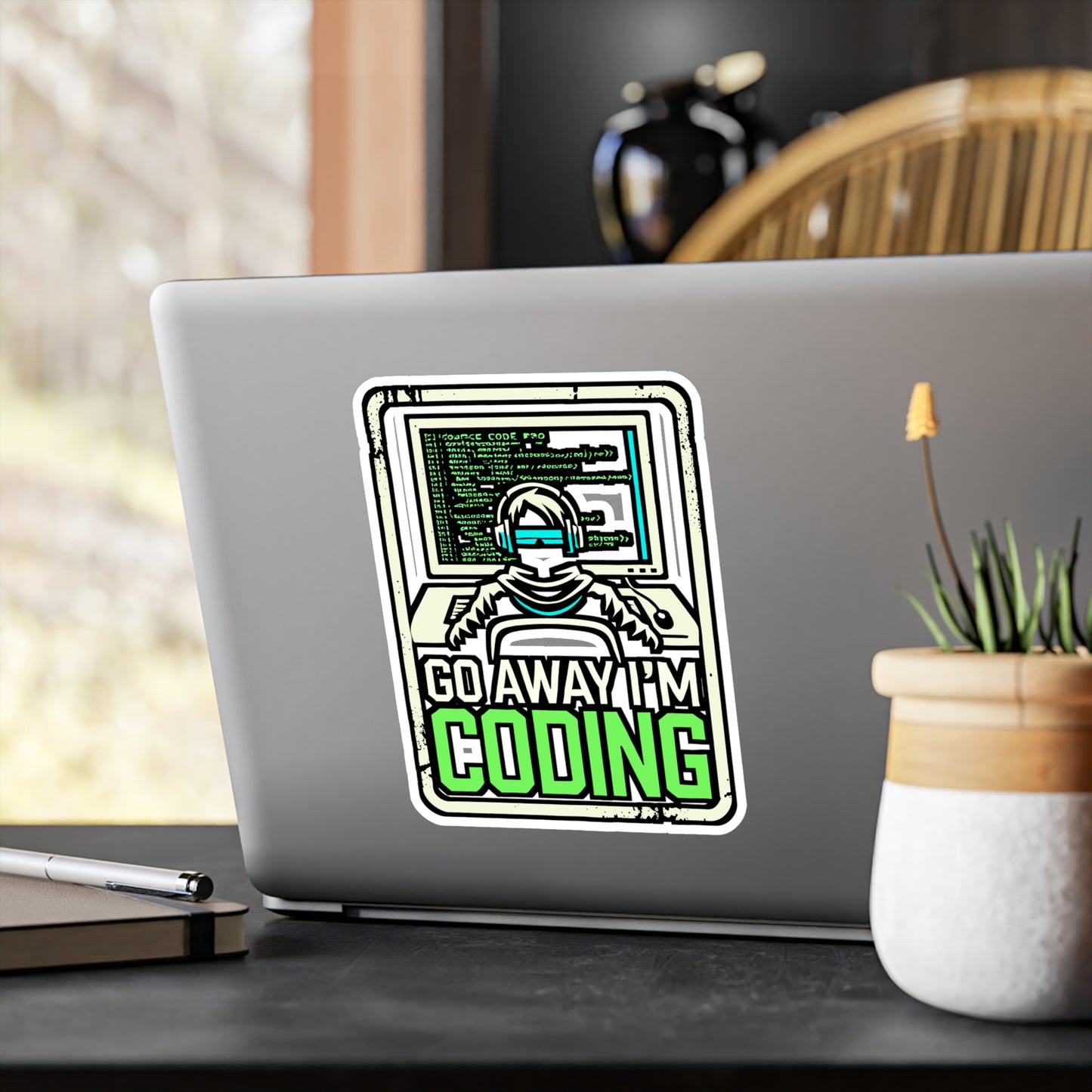 Go Away I'm Coding – Vinyl Sticker for Laptop or Water Bottle | Funny Programmer Gift, Developer Decal, Coding Enthusiast Gift