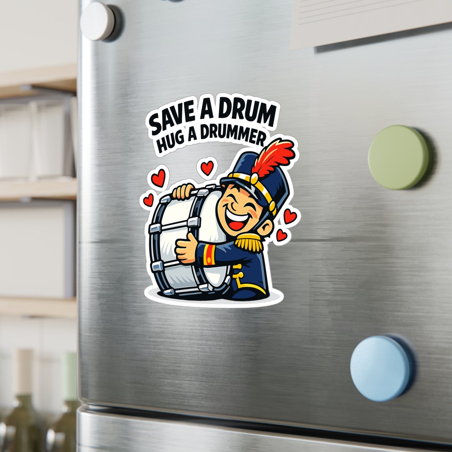 Marching Band Sticker Save a Drum, Hug a Drummer – Vinyl decals for Laptop or Water Bottle, drummer band director mellophone fans