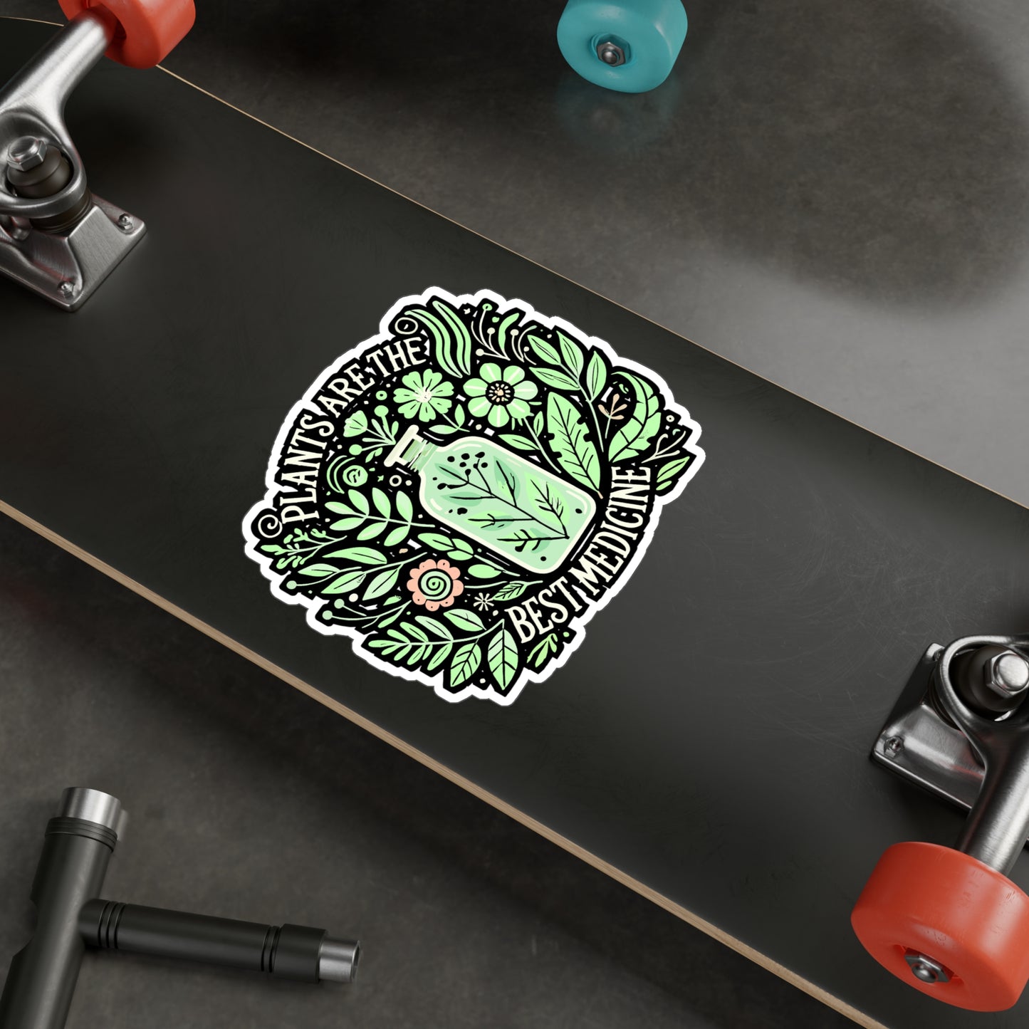 Plants Are The Best Medicine – Vinyl Sticker for Laptop & Water Bottle | Botanical Medicine Decal, Plant Lover Gift