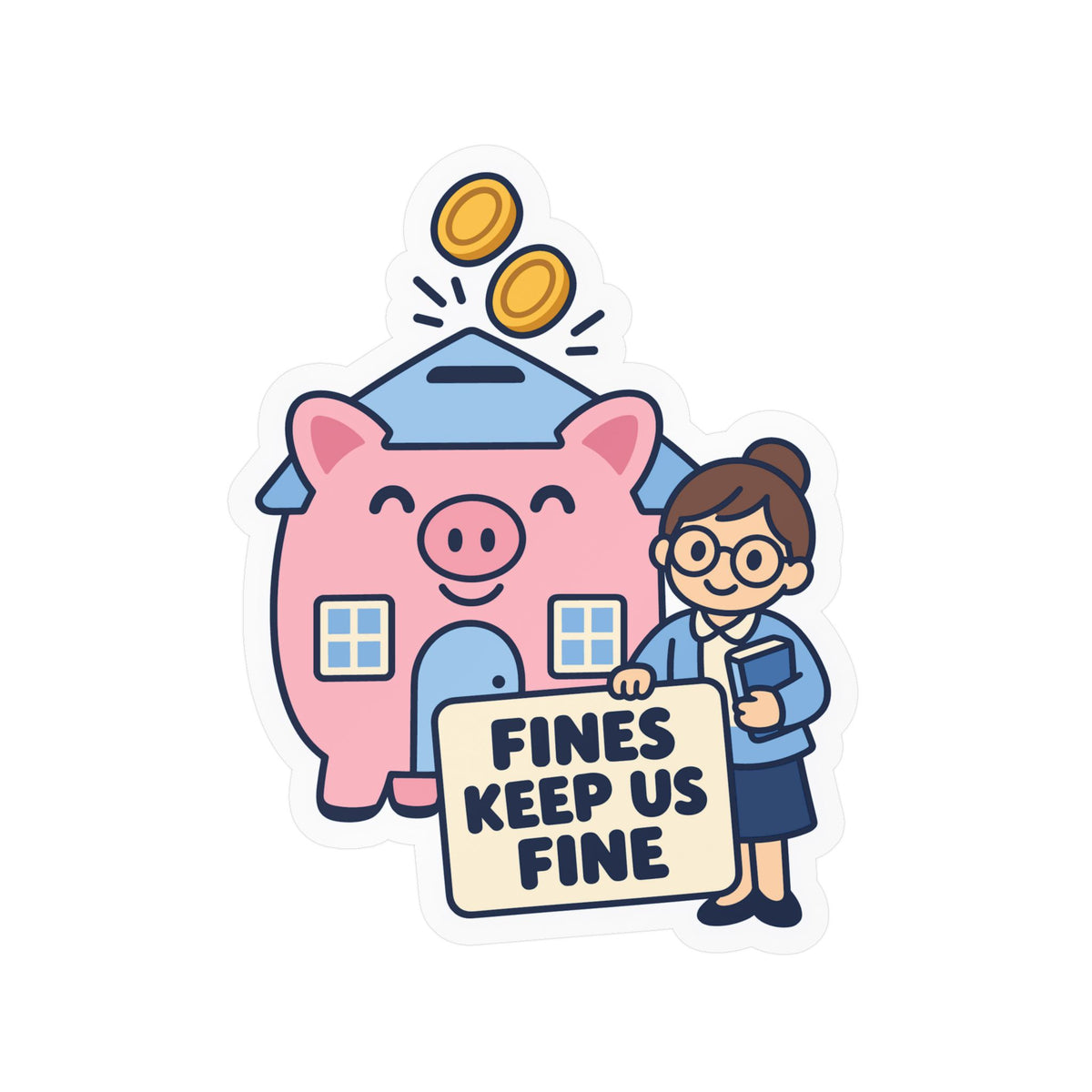 Librarian Sticker - Fines Keep Us Fine, Fabulous Magical Unicorn Decals for Laptop and Water Bottle