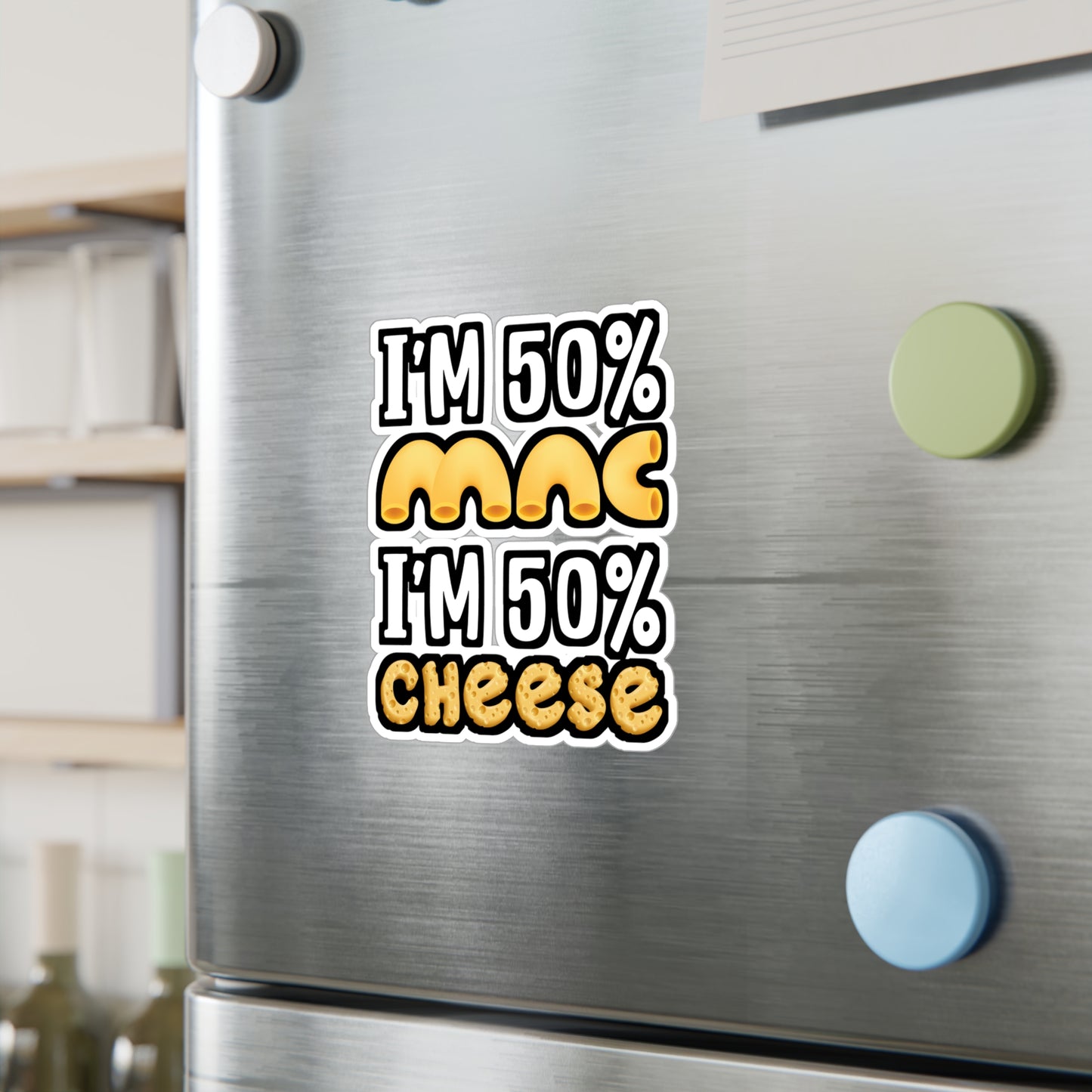 I'm 50% Mac and 50% Cheese - Macaroni Sticker for Laptop Sticker. Water Bottle Sticker, Vinyl Mac Decal - Macaroni Gift