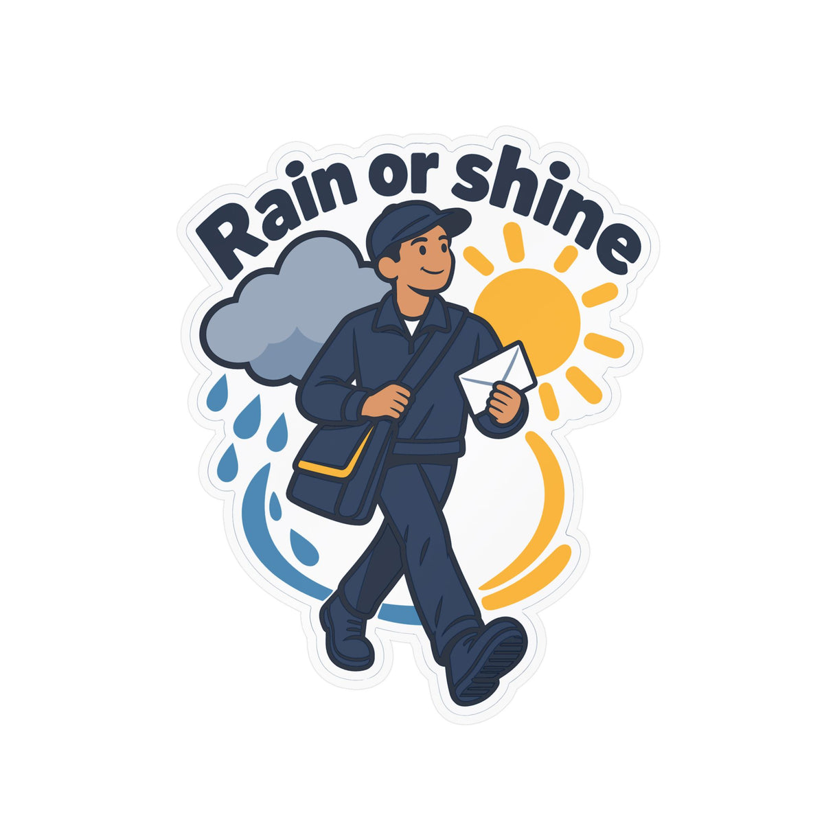 Postal Worker Sticker Rain or Shine Decals for Rural Carrier Mailbox, Waterproof Vinyl for Laptop and Water Bottle