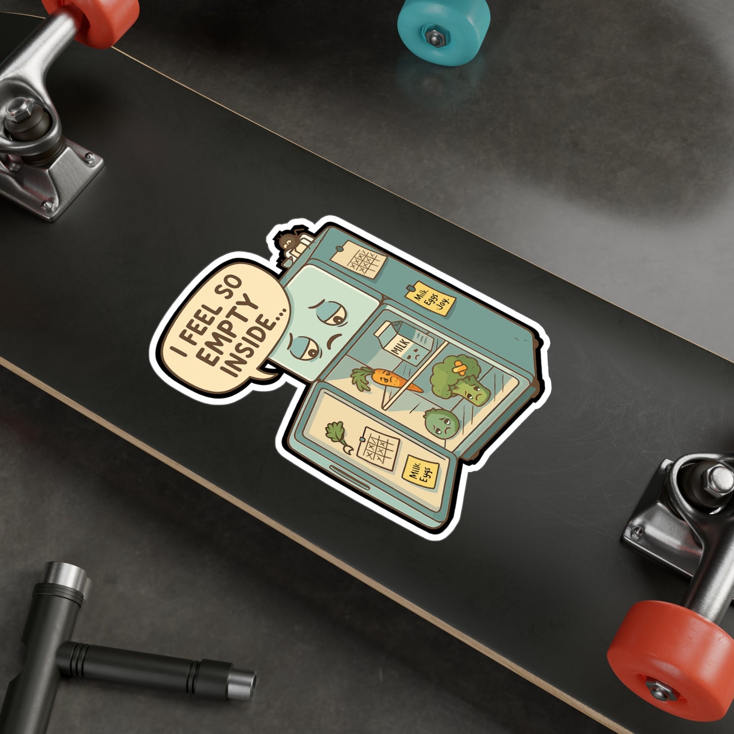 Fridge Sticker "I Feel So Empty Inside" Funny Vegetables Milk Leftovers Vinyl Waterproof Decals for Laptop Water Bottle