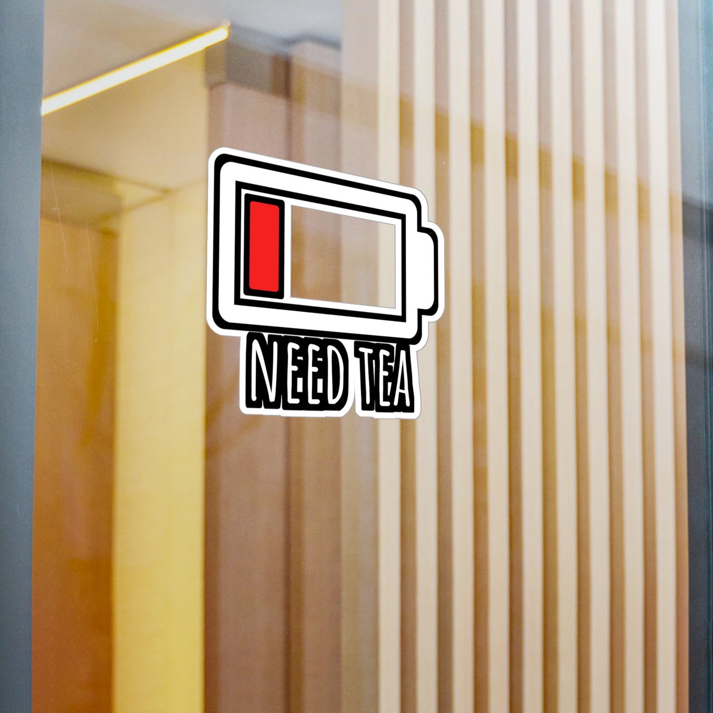 Need Tea Battery - Tea Sticker for Car Window Laptop Sticker. Water Bottle Sticker, Vinyl Chai Decal, Organic Sticker - Tea Gift