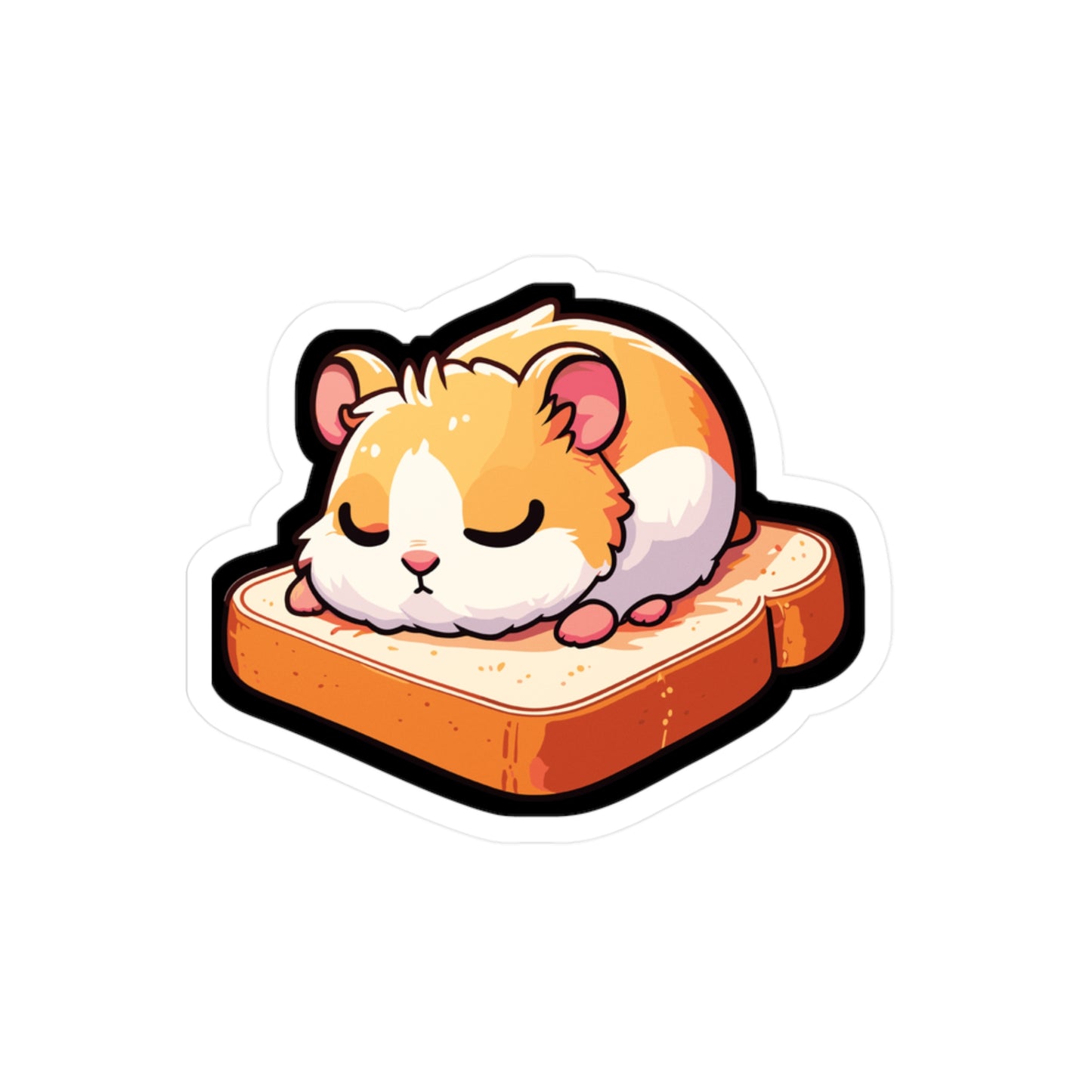 Hamster Sleeping on Toast - Hamster Sticker for Laptop Sticker. Water Bottle Sticker, Vinyl Toast Decal - Hamster Gift