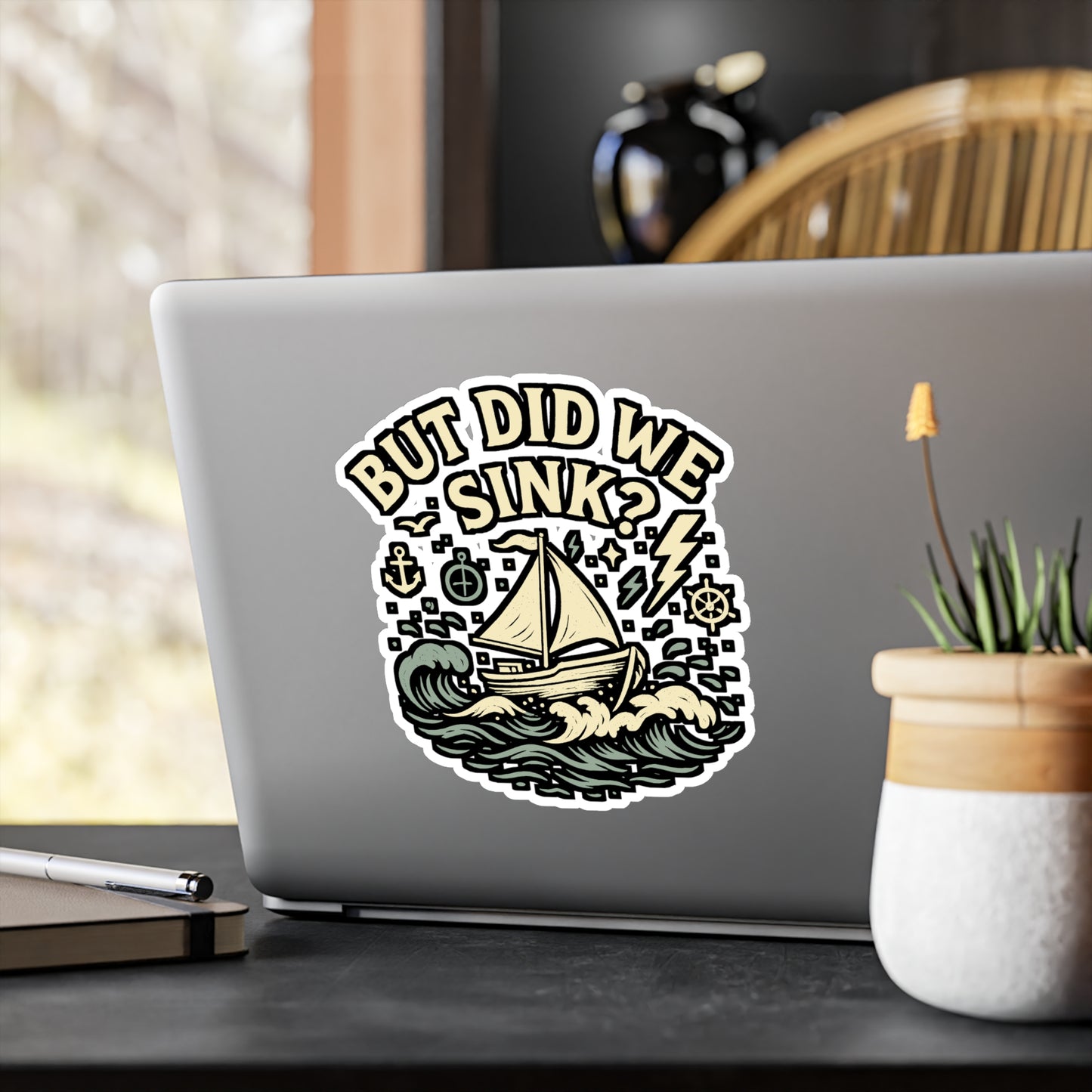 Boating Sticker – "But Did We Sink" Funny Boat Decals for Water Bottle, Laptop – Waterproof Vinyl, Gift for Boaters