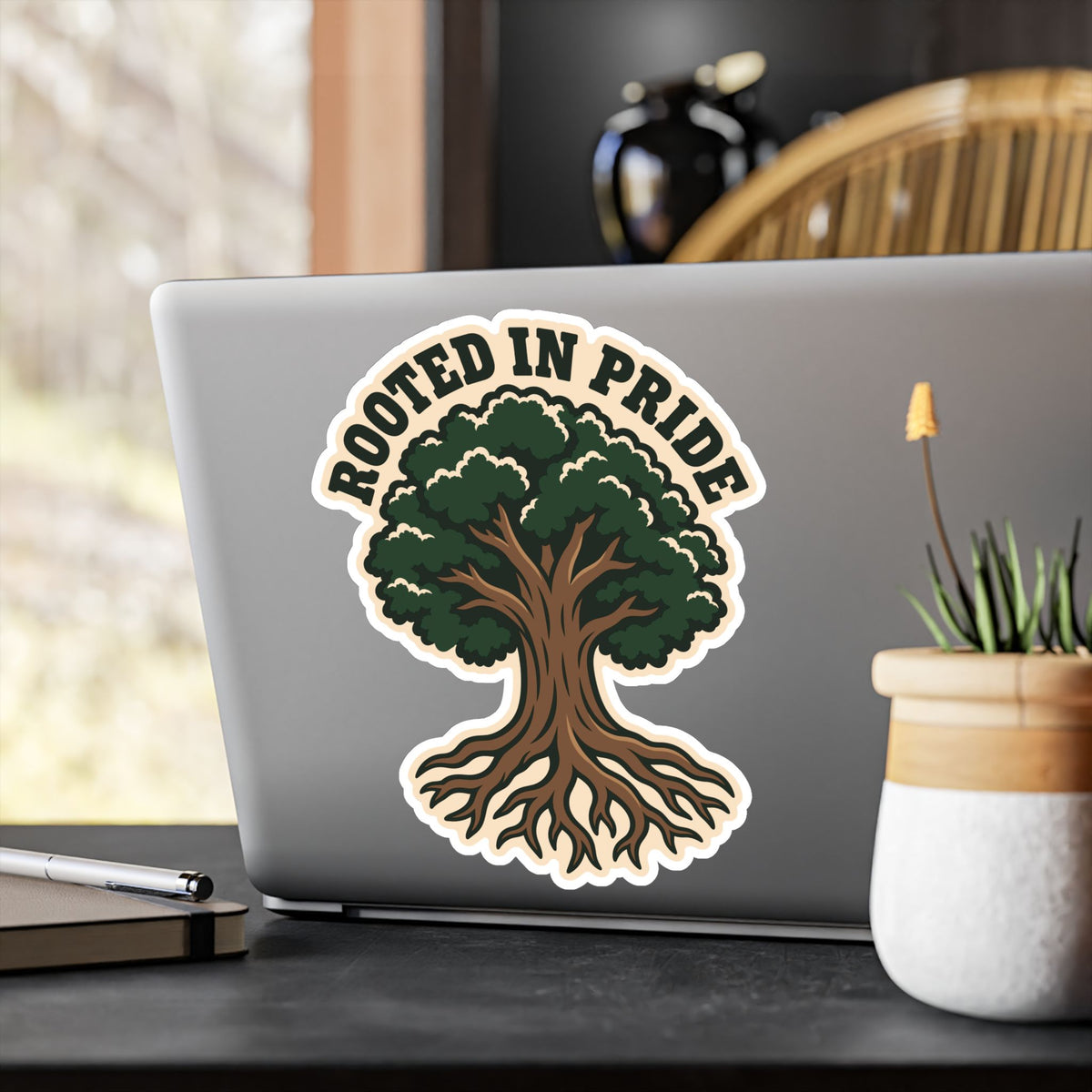 Tree Sticker - Rooted in Pride Design, Tree Worker and Branch Manager Decals for Laptop or Water Bottle